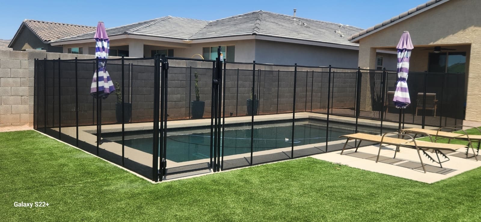 Black pool fence