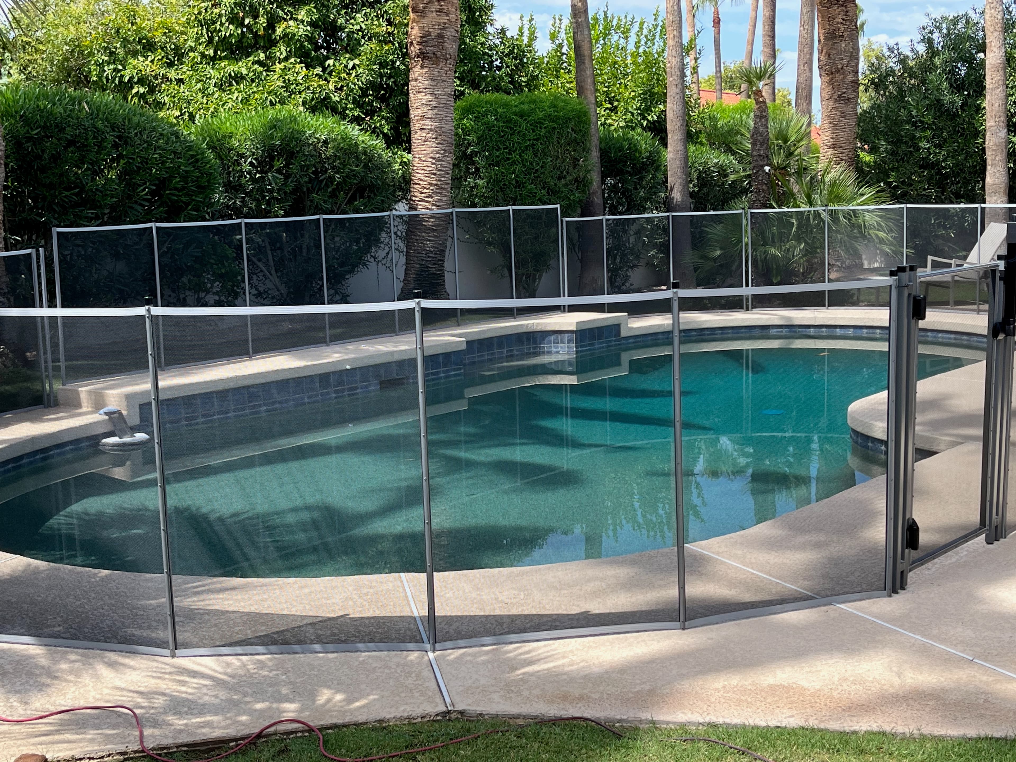 Gray pool fence