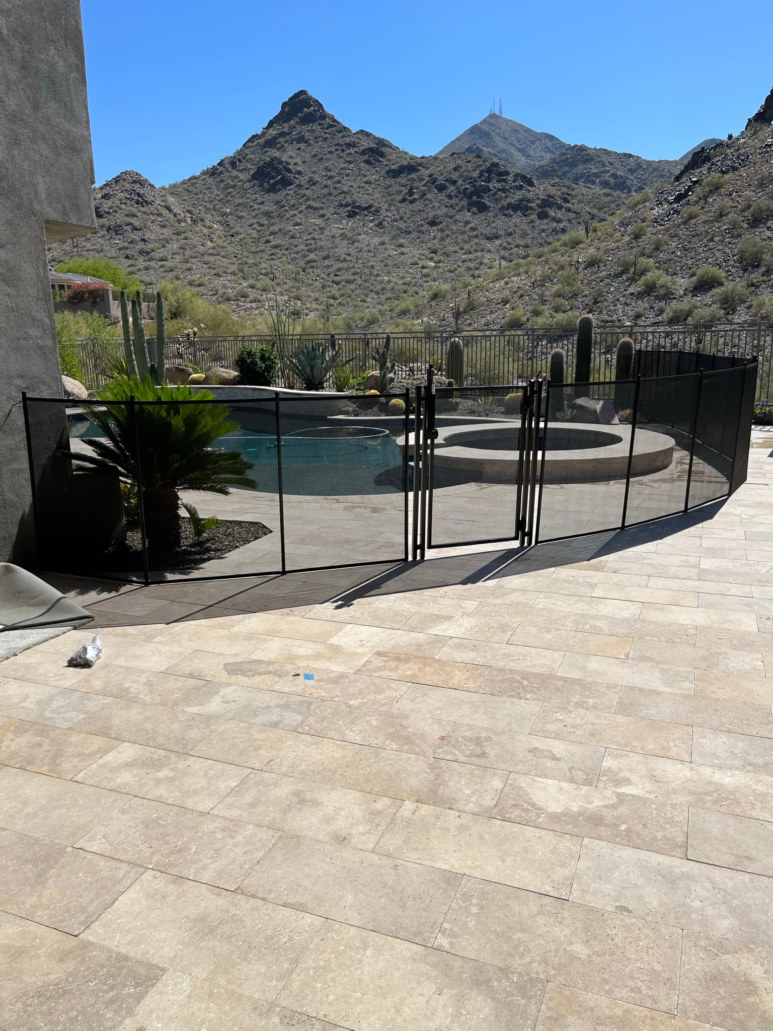 Pool fence installation in progress