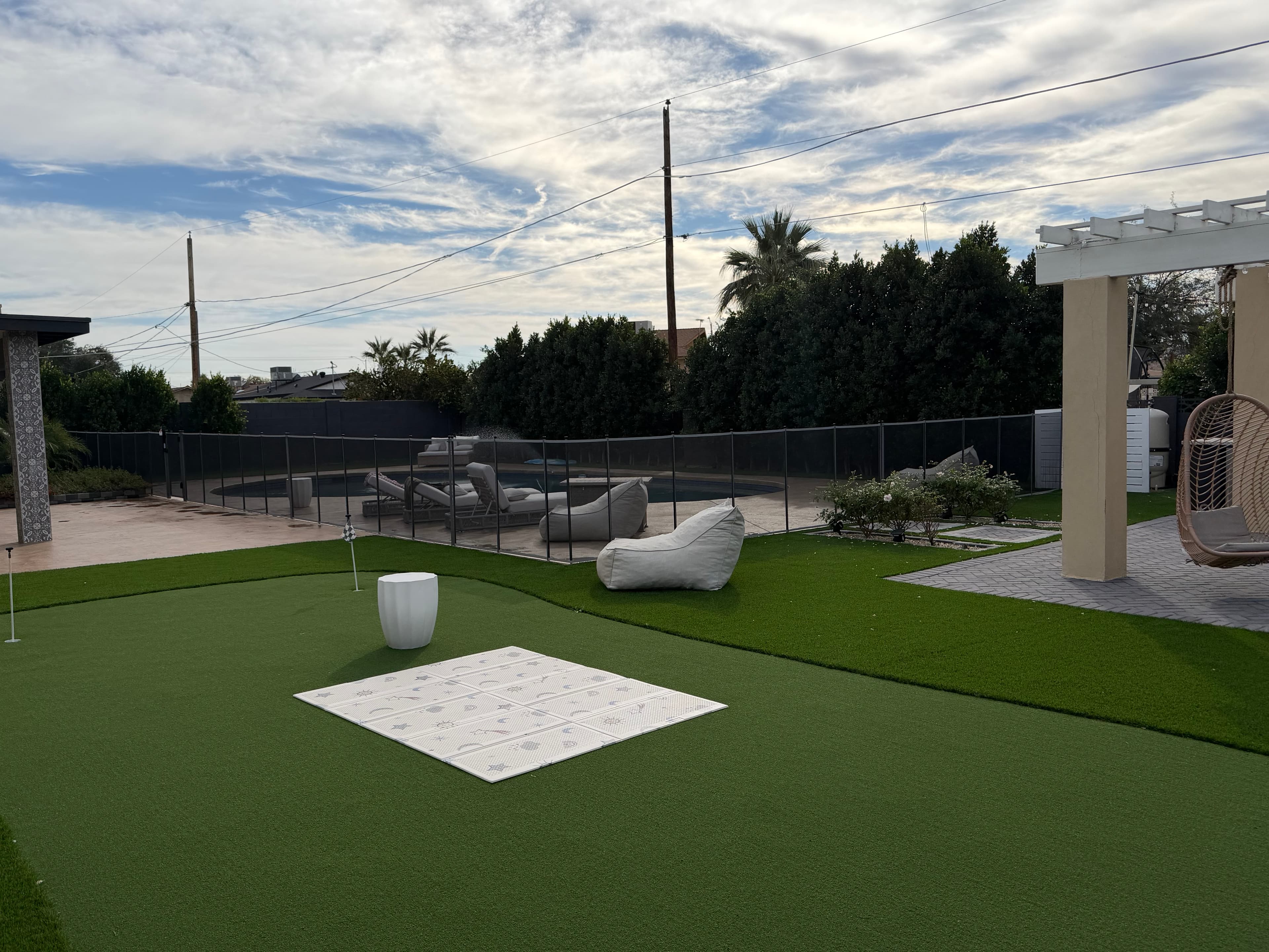 Pool fence installation — black mesh, Clear Choice Pool Fence, Arizona