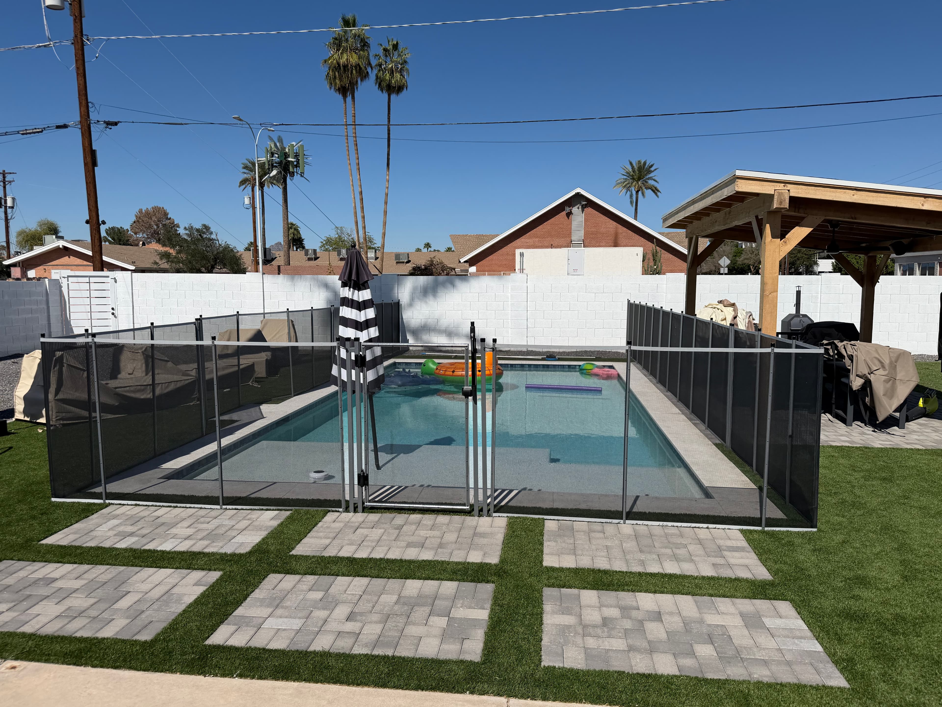 Pool fence around pool — Arizona backyard, Maricopa County