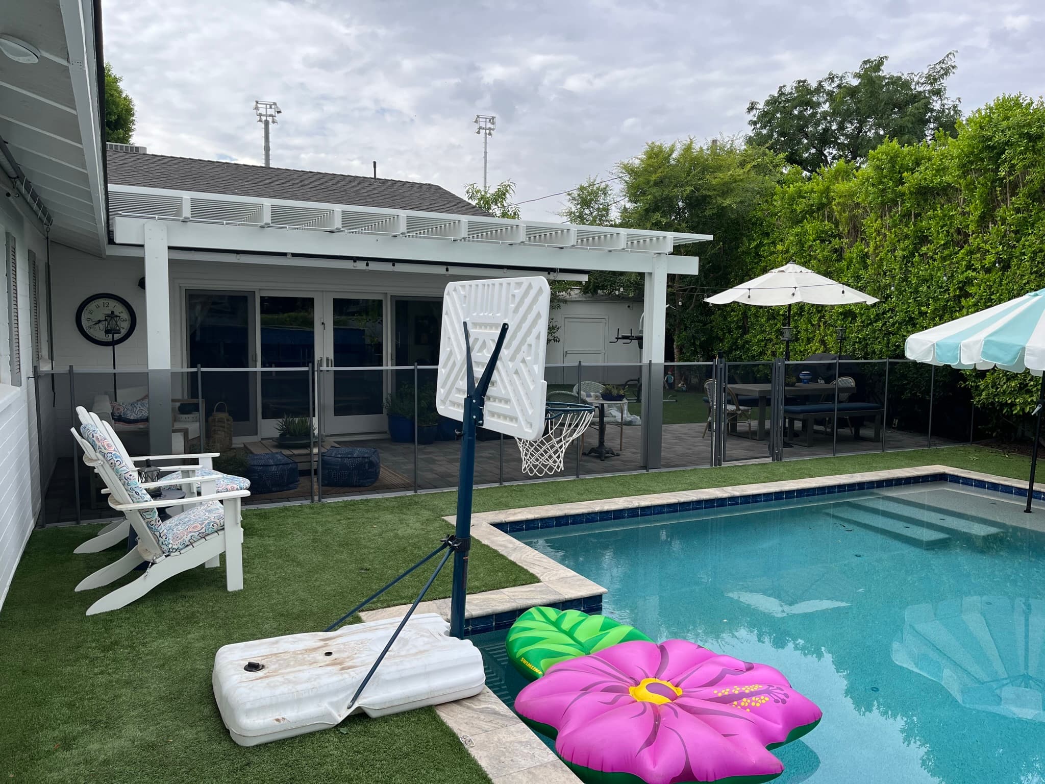 Pool fence with two self-latching gates — double gate installation, Arizona