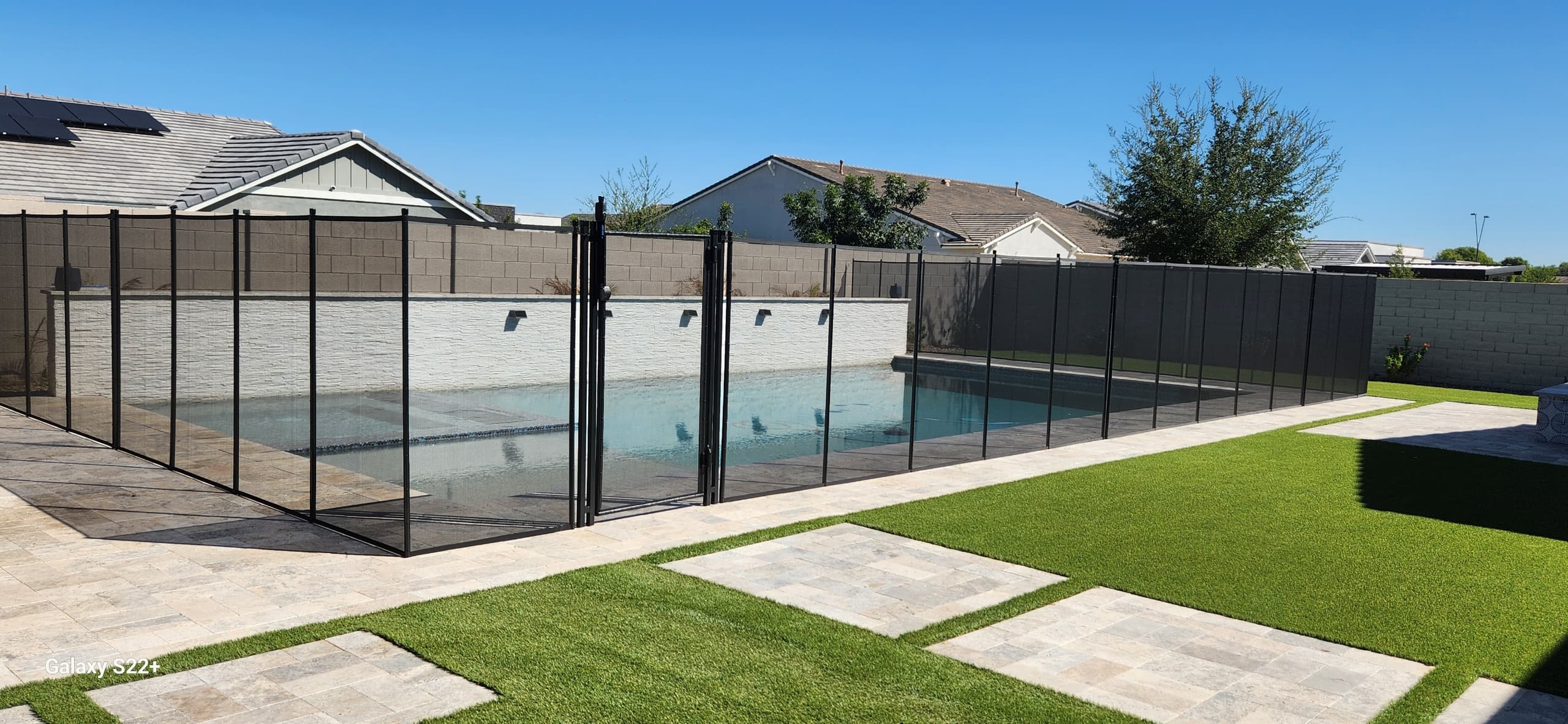 Removable mesh pool safety fence — Arizona residential installation 2025