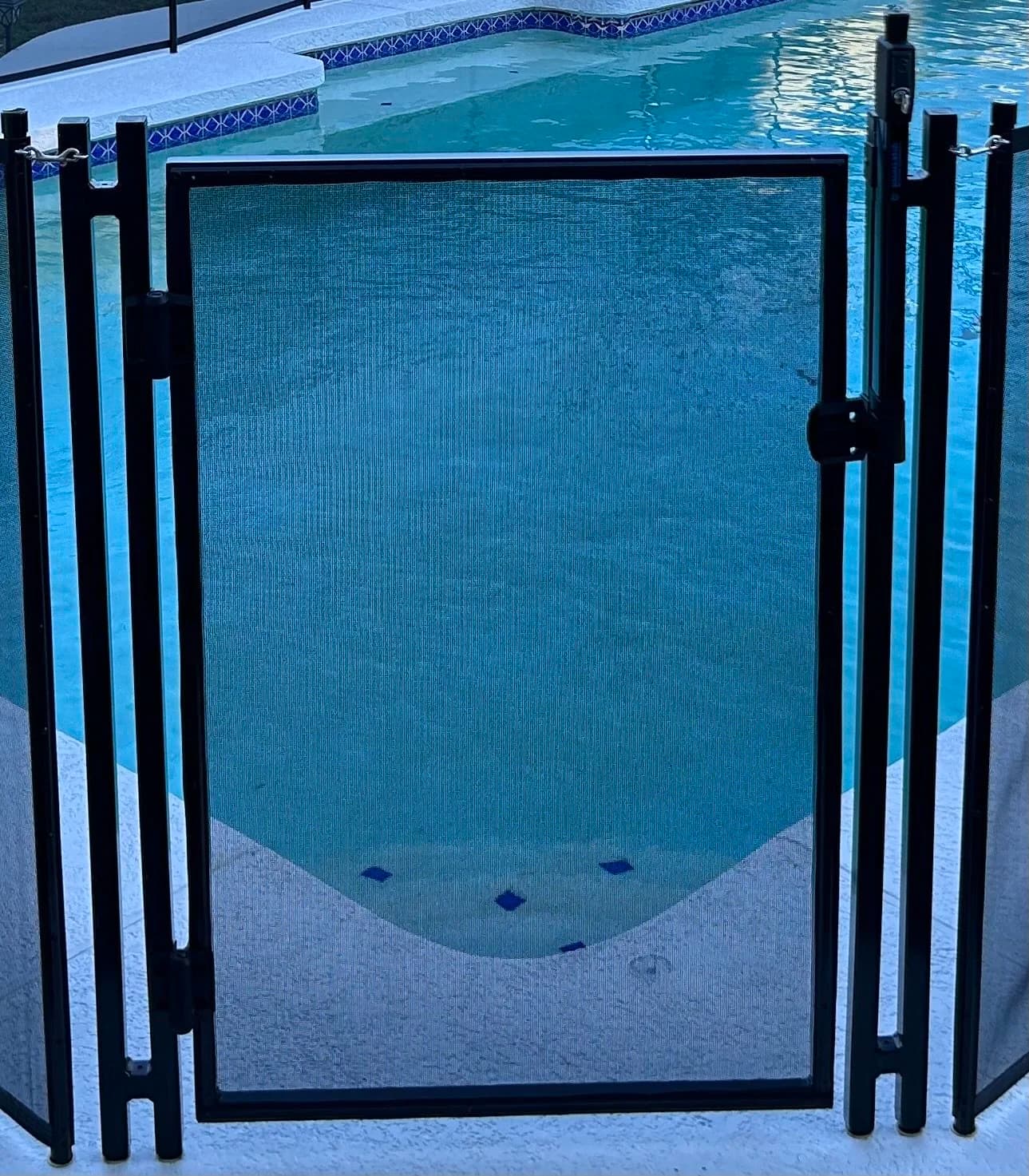 Close-up of pool fence gate — Clear Choice Pool Fence